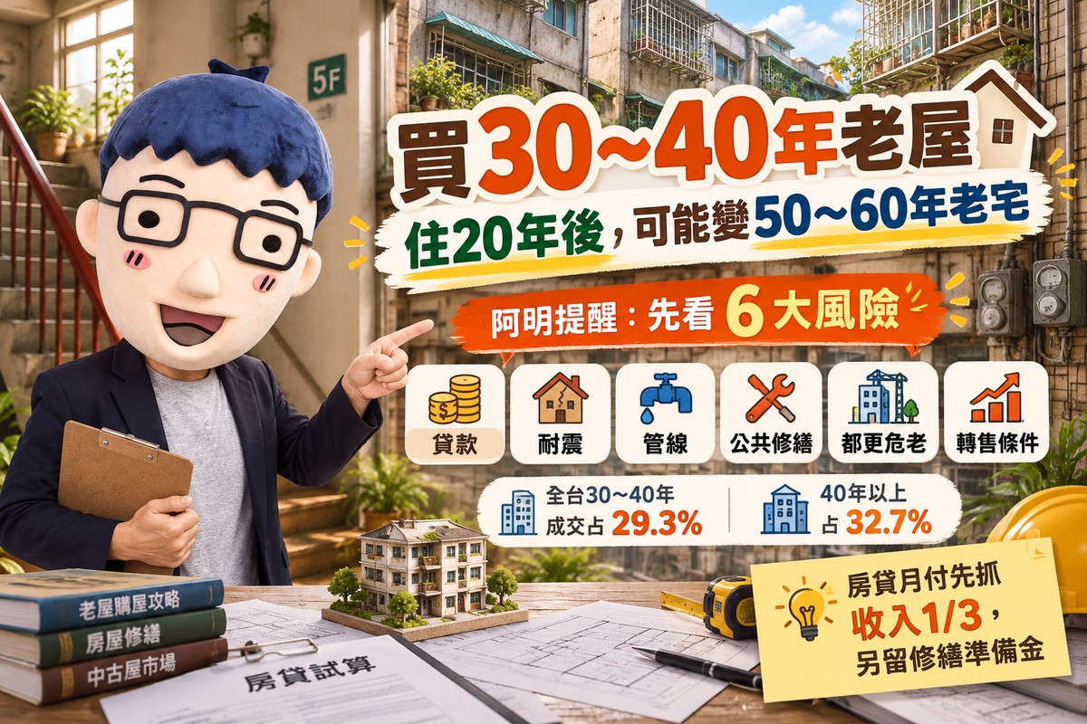 買30～40年老屋要注意什麼！住20年變50～60年老宅　阿明提醒貸款、耐震、管線、都更6大風險