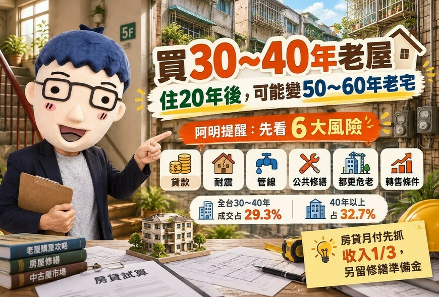 買30～40年老屋要注意什麼！住20年變50～60年老宅　阿明提醒貸款、耐震、管線、都更6大風險