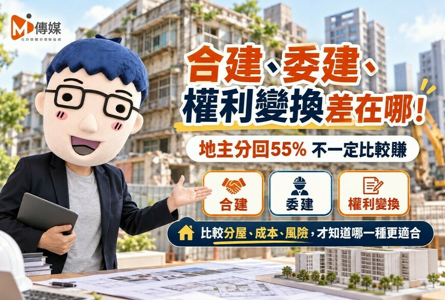 合建、委建、權利變換差在哪！地主分回55%不一定比較賺　阿明教你算分屋、成本與風險