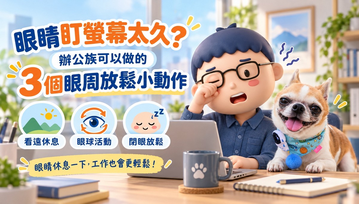 眼睛盯螢幕太久？辦公族可以做的3個眼周放鬆小動作