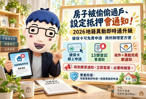 房子被偷偷過戶、設定抵押會通知！2026地籍異動即時通升級　阿明教你用健保卡免費申請