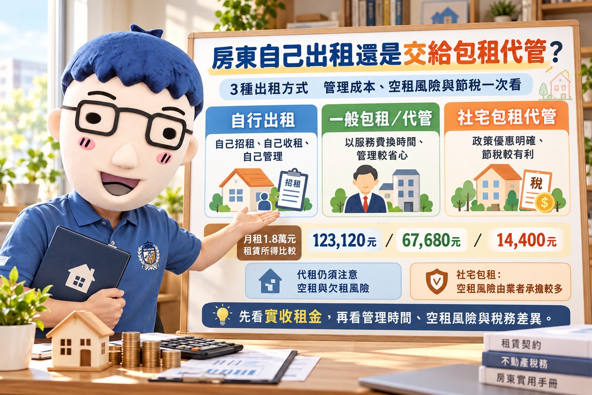 房東自己出租還是交給包租代管！阿明比較3種出租方式　管理成本、空租風險與節稅一次看