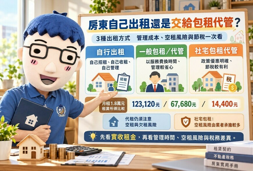 房東自己出租還是交給包租代管！阿明比較3種出租方式　管理成本、空租風險與節稅一次看