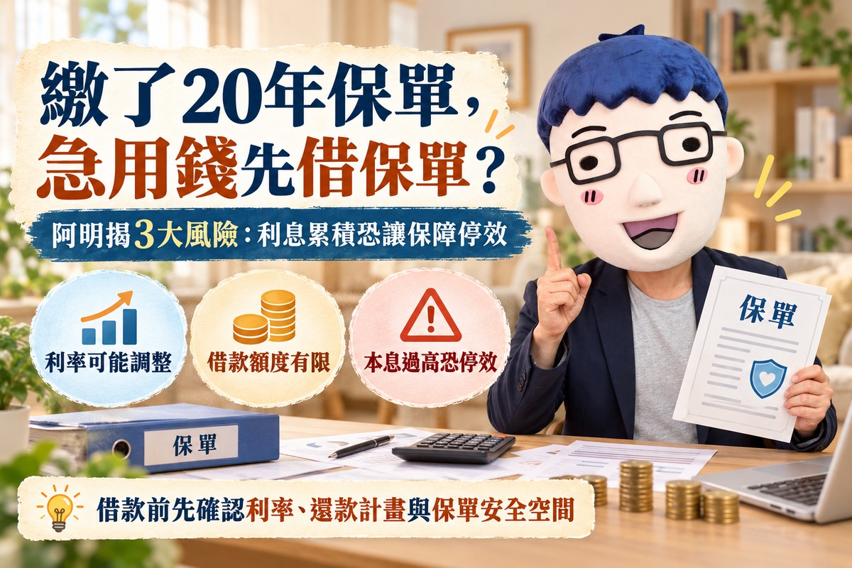 繳了20年保單，急用錢先借保單? 阿明揭3大風險：利息累積恐讓保障停效