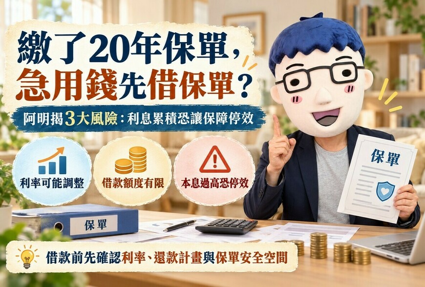 繳了20年保單，急用錢先借保單? 阿明揭3大風險：利息累積恐讓保障停效