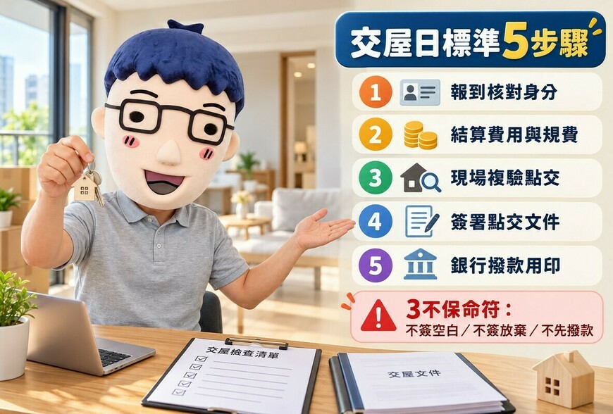 交屋日當天到底在幹嘛？帶錯印章、簽錯單恐多噴錢！阿明帶你走一遍「標準5步驟」