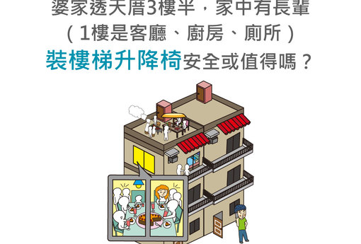 婆家透天厝3樓半，家中有長輩（1樓是客廳、廚房、廁所）裝樓梯升降椅安全或值得嗎？