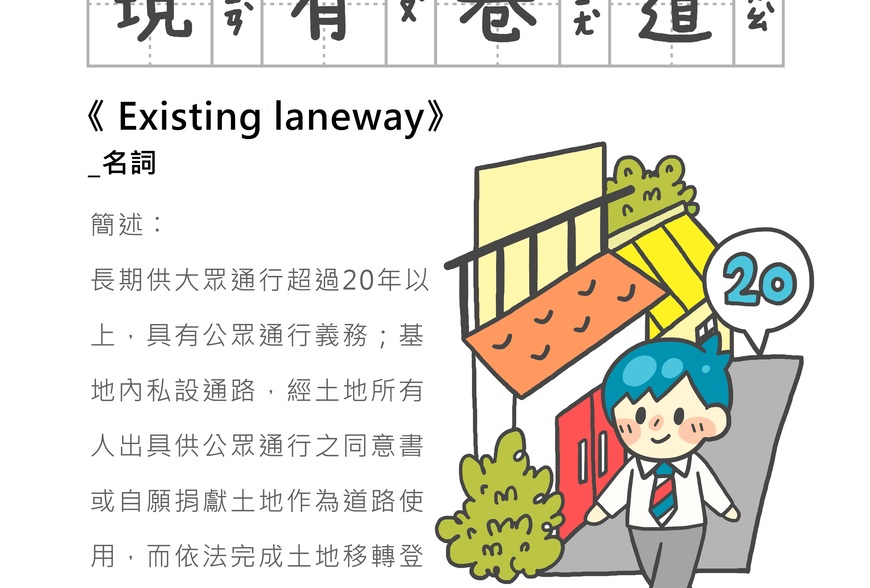 「房事辭典」現有巷道 existing laneway