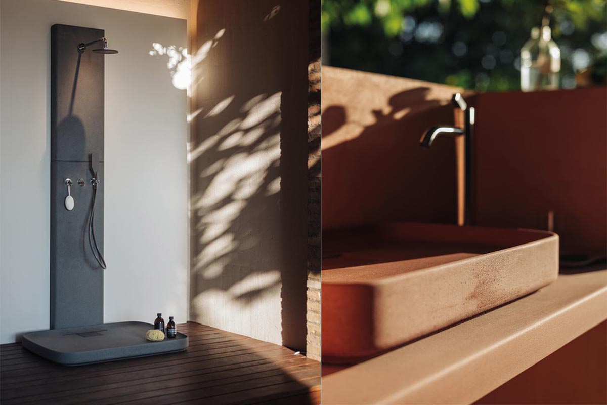 自然圓潤的彩色水泥質地 形構衛浴愜意生活風貌