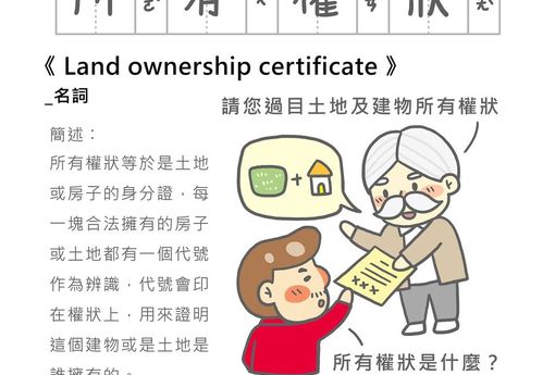 「房事辭典」 所有權狀Land ownership certificate
