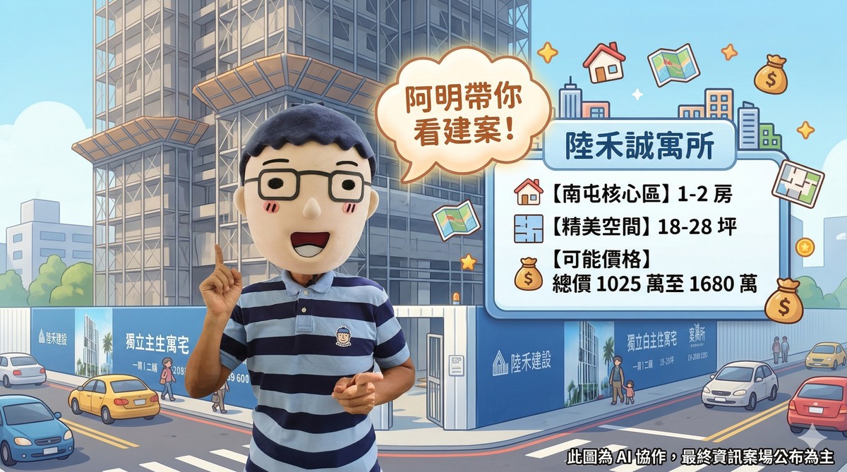 陸禾誠寓所｜阿明帶你看建案！南屯1-2房，18-28坪，總價1025萬至1680萬