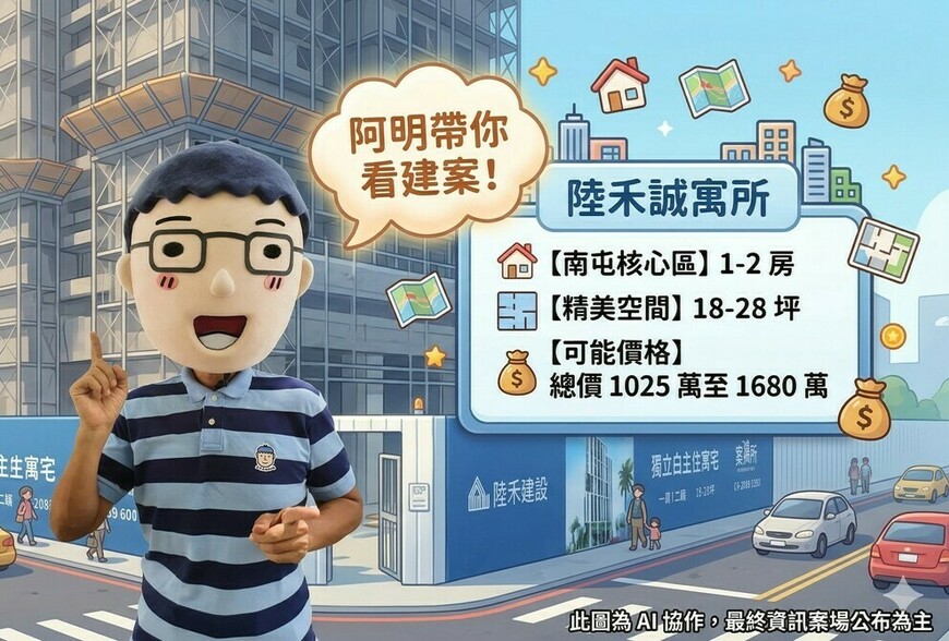 陸禾誠寓所｜阿明帶你看建案！南屯1-2房，18-28坪，總價1025萬至1680萬