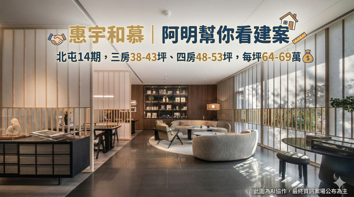 惠宇和慕｜阿明幫你看建案 北屯14期，三房38-43坪、四房48-53坪，每坪64-69萬