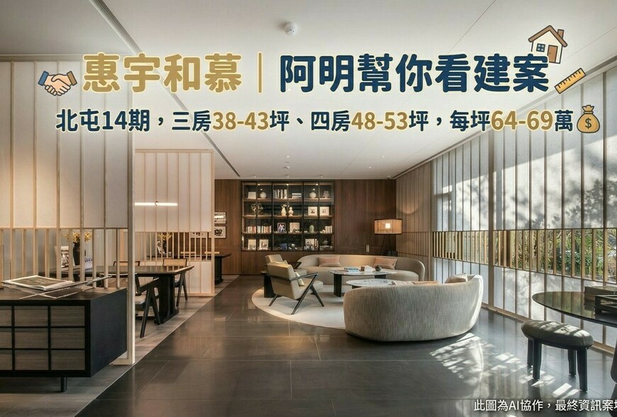 惠宇和慕｜阿明幫你看建案 北屯14期，三房38-43坪、四房48-53坪，每坪64-69萬