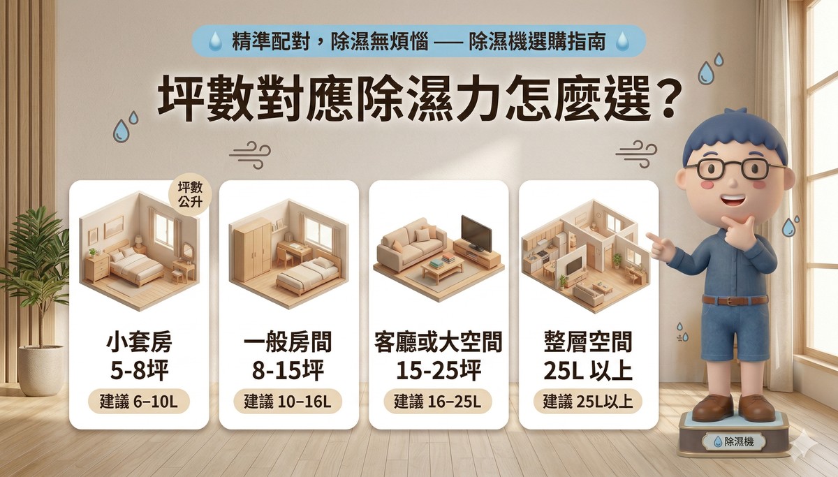 坪數對應除濕力怎麼選？