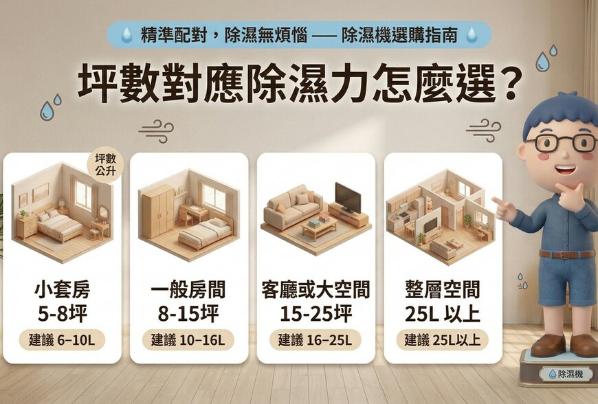 坪數對應除濕力怎麼選？