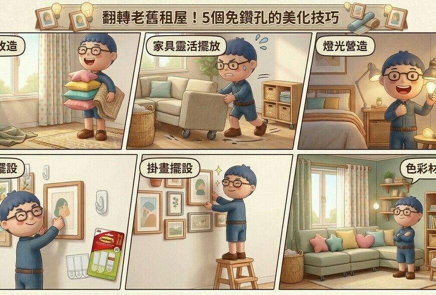 翻轉老舊租屋！5個免鑽孔的美化技巧
