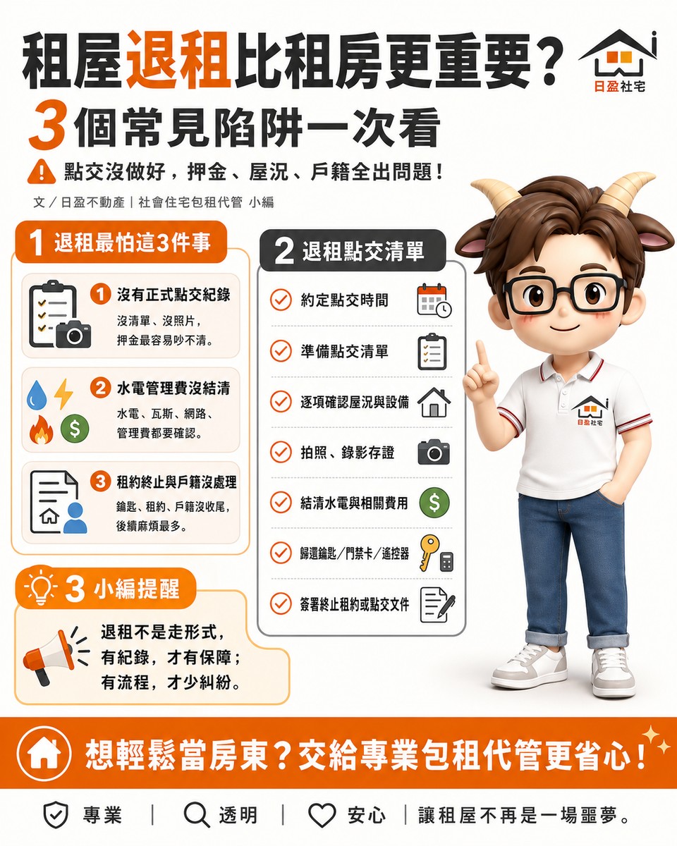 租屋退租比租房更重要？3個常見陷阱一次看，點交沒做好，押金、屋況、戶籍全出問題！