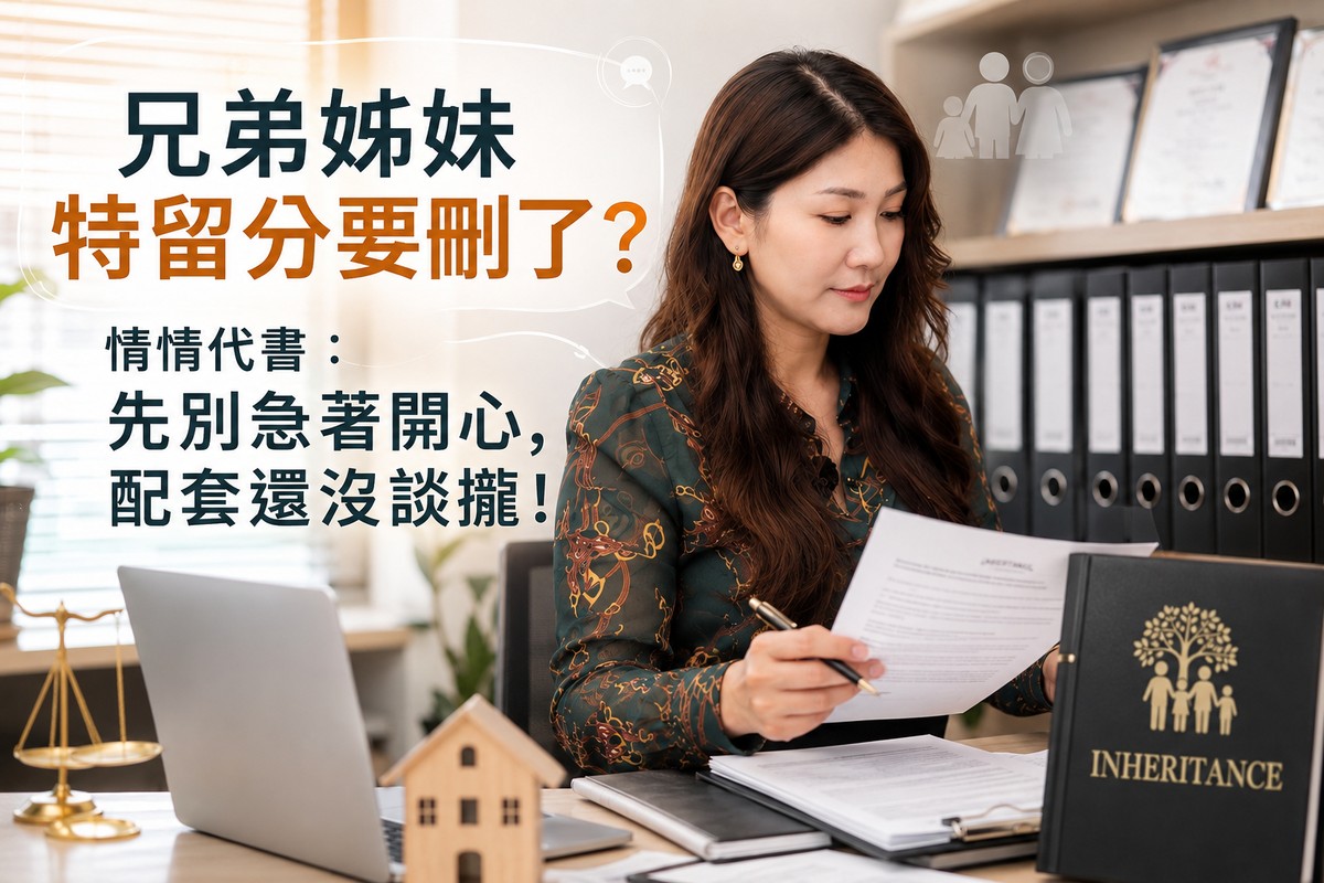 兄弟姊妹特留分要刪了?情情代書:先別急著開心,配套還沒談攏!