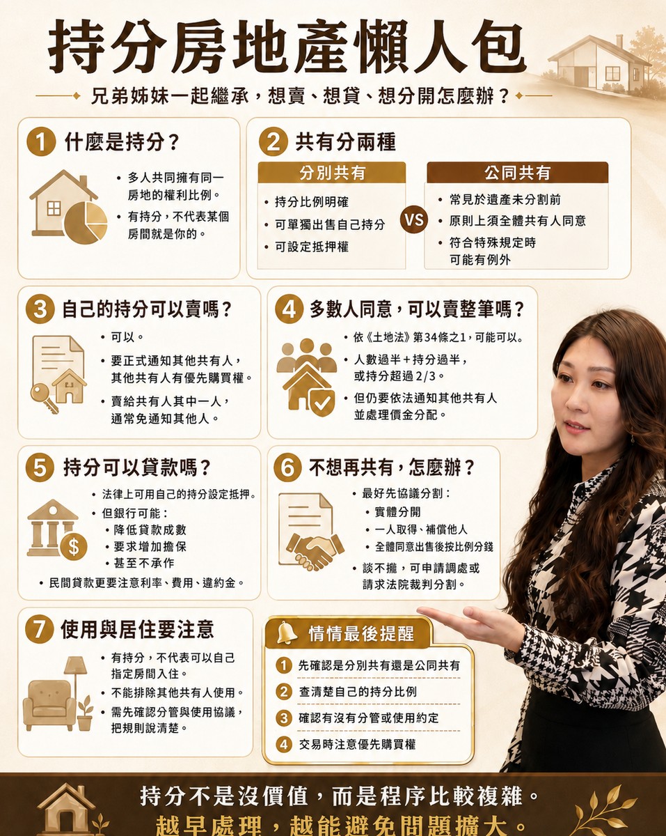 持分房地產懶人包|兄弟姊妹一起繼承,想賣、想貸、想分開怎麼辦?