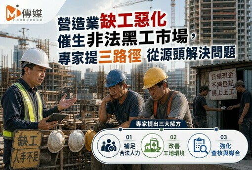 營造業缺工惡化催生非法黑工市場，專家提三路徑 從源頭解決問題