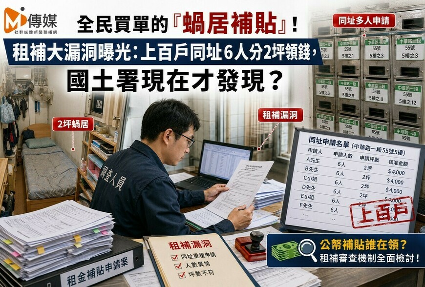 全民買單的「蝸居補貼」！租補大漏洞曝光：上百戶同址6人分2坪領錢，國土署現在才發現？
