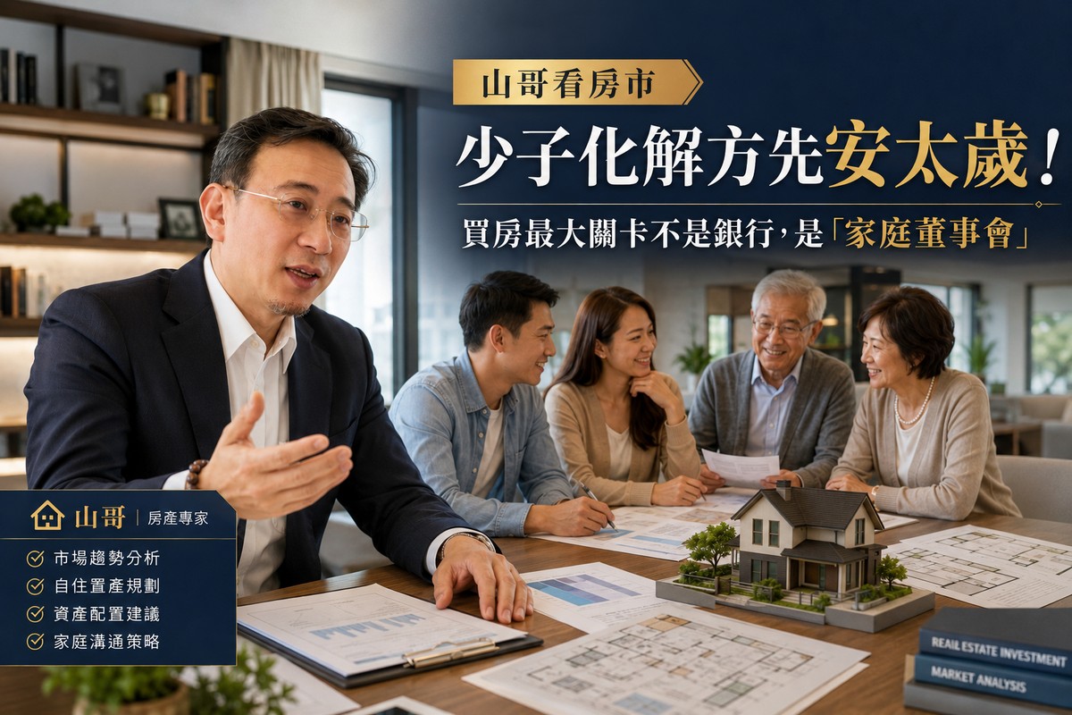 山哥看房市》少子化解方先安太歲！買房最大關卡不是銀行，是「家庭董事會」