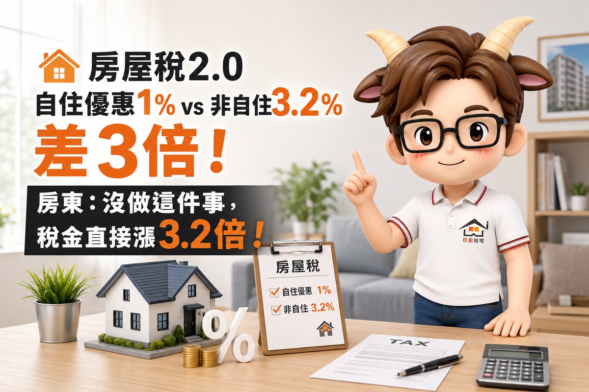 房屋稅2.0自住優惠1% vs 非自住3.2%差3倍！房東：沒做這件事，稅金直接漲3.2倍！