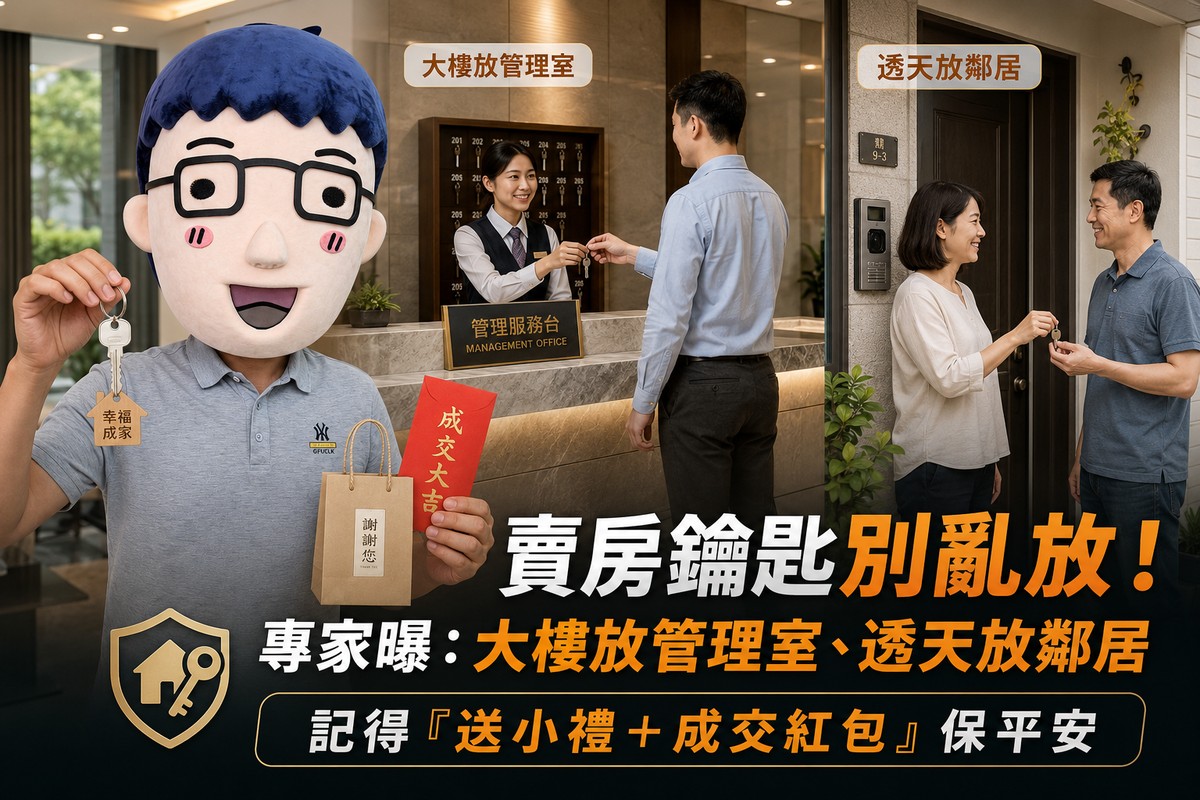 賣房鑰匙別亂放!專家曝:大樓放管理室、透天放鄰居 記得「送小禮+成交紅包」保平安