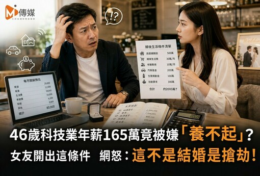 46歲科技業年薪165萬竟被嫌「養不起」？女友開出這條件 網怒：這不是結婚是搶劫！