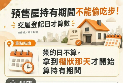 預售屋持有期間「不能偷吃步」！國稅局鐵腕認定：交屋登記日才算數，美美誤算稅率慘補92.5萬