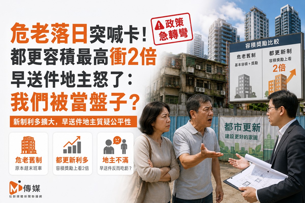 危老落日突喊卡！都更容積最高衝2倍　早送件地主怒了：我們被當盤子？