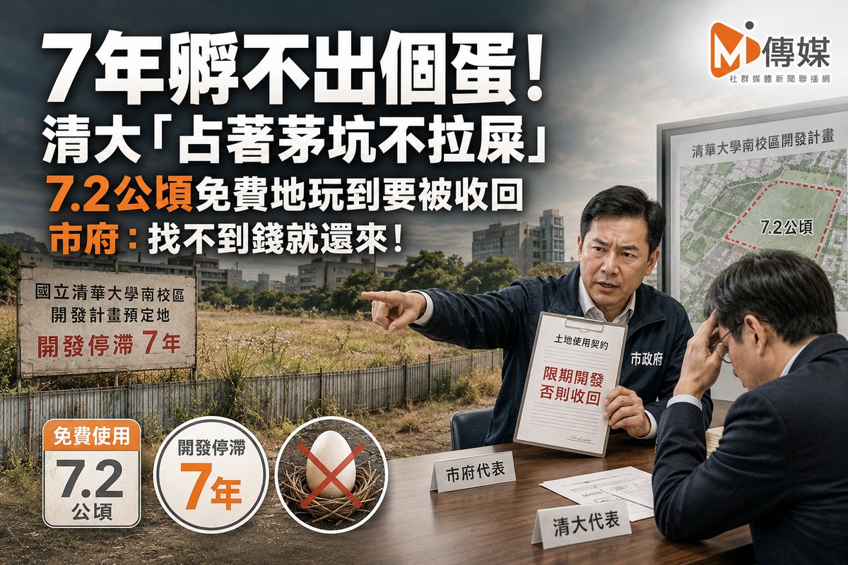 7年孵不出個蛋！清大「占著茅坑不拉屎」 7.2公頃免費地玩到要被收回 市府：找不到錢就還來！