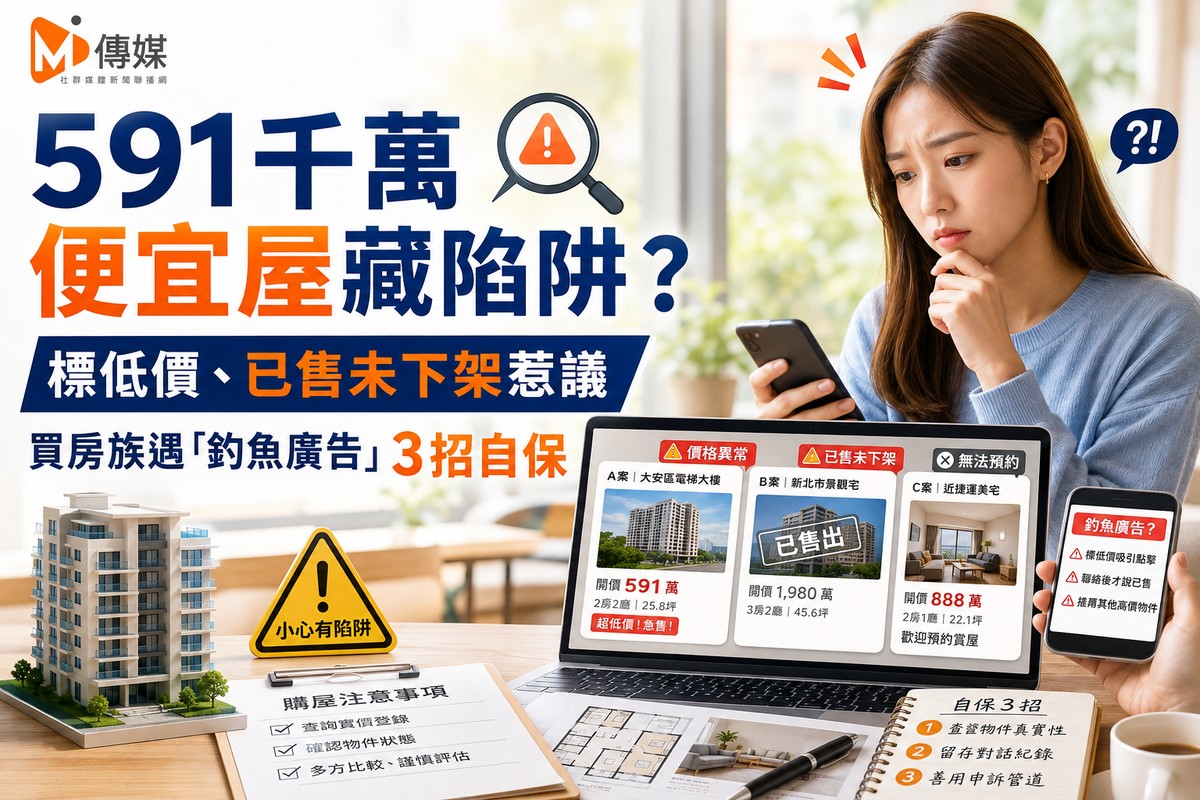 591千萬便宜屋藏陷阱?標低價、已售未下架惹議 買房族遇「釣魚廣告」3招自保