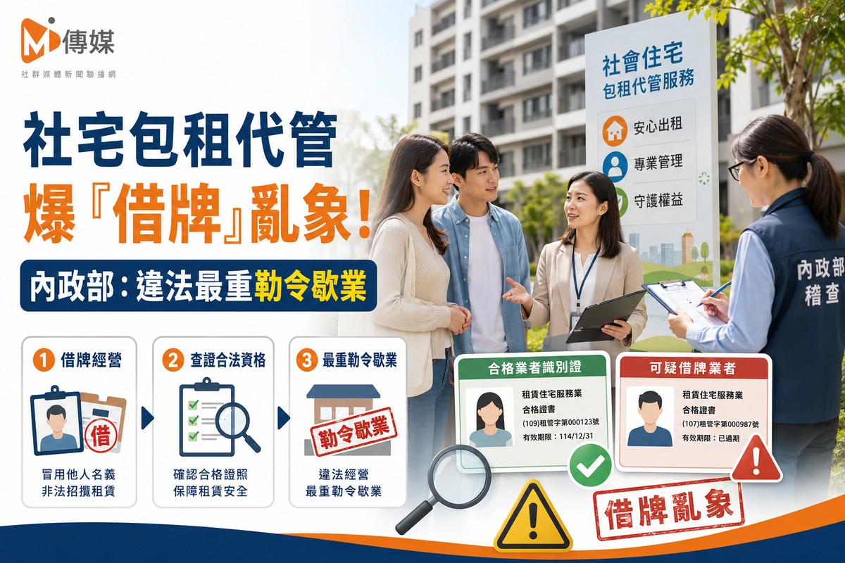 社宅包租代管爆「借牌」亂象！管理人員證照竟成「租牌黑市」 內政部重話：違法最重勒令歇業