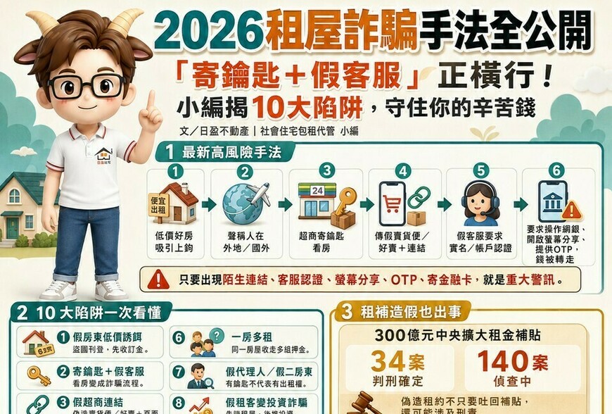 2026租屋詐騙手法全公開》「寄鑰匙＋假客服」正橫行！日盈小編揭10大陷阱，守住你的辛苦錢