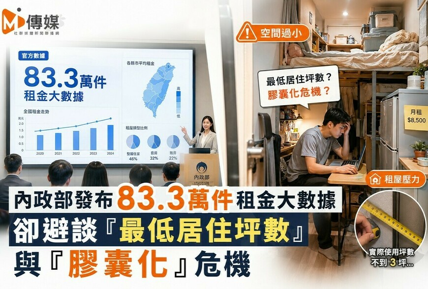 內政部發布83.3萬件租金大數據 卻避談「最低居住坪數」與「膠囊化」危機