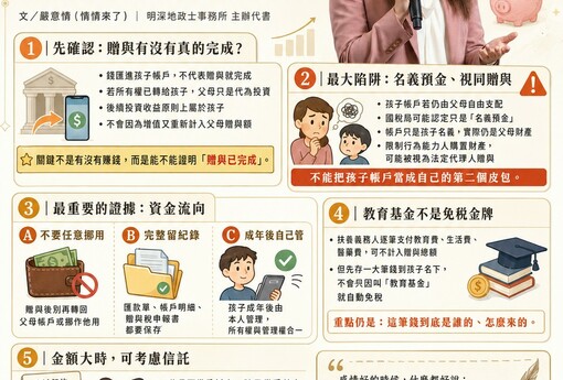 贈與完成後代操投資，收益不算二次贈與！情情帶你看懂陳幸妤2300萬教育基金稅務關鍵