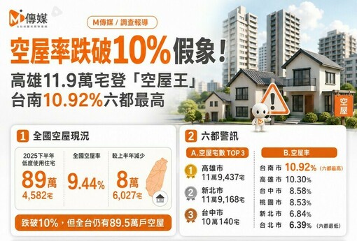 全國空屋率跌破10%是假象！高雄11.9萬宅登「空屋王」 台南10.92%六都最高 專家：投資客套牢寧空不租