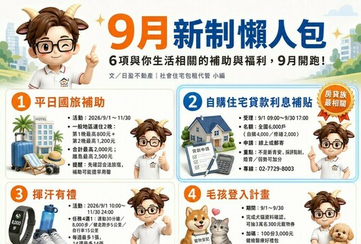 9月新制懶人包｜6項與你生活相關的補助與福利，9月開跑！