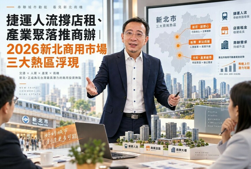 捷運人流撐店租、產業聚落推商辦｜2026新北商用市場三大熱區浮現