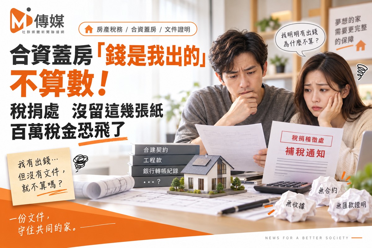 合資蓋房「錢是我出的」不算數！稅捐處一紙公文找上門　沒留這幾張紙　百萬稅金恐飛了