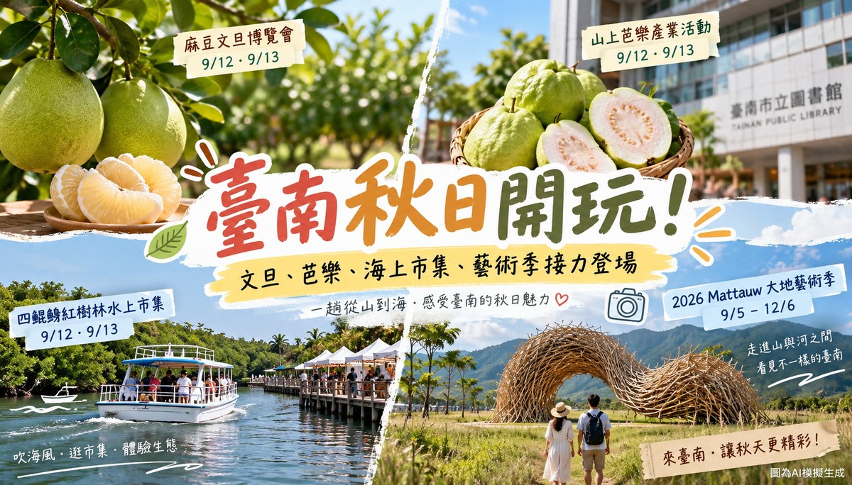 臺南秋日玩法一次看！文旦、芭樂、水上市集到大地藝術季接力登場