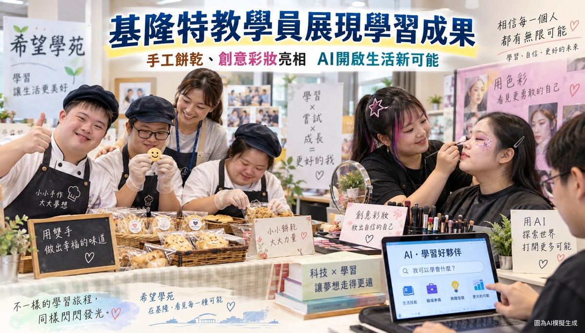 基隆特教學員秀成果！手工餅乾、創意彩妝亮相　AI也成學習新幫手