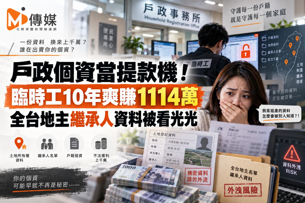 戶政個資當提款機！臨時工10年爽賺1114萬 全台地主繼承人資料被看光光