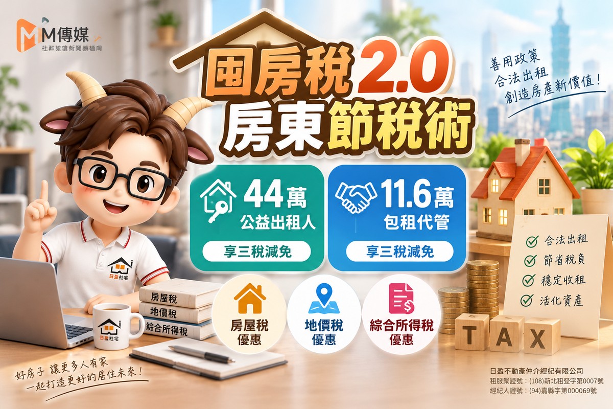 囤房稅2.0房東節稅術|44萬公益出租人+11.6萬包租代管 三稅優惠一次看