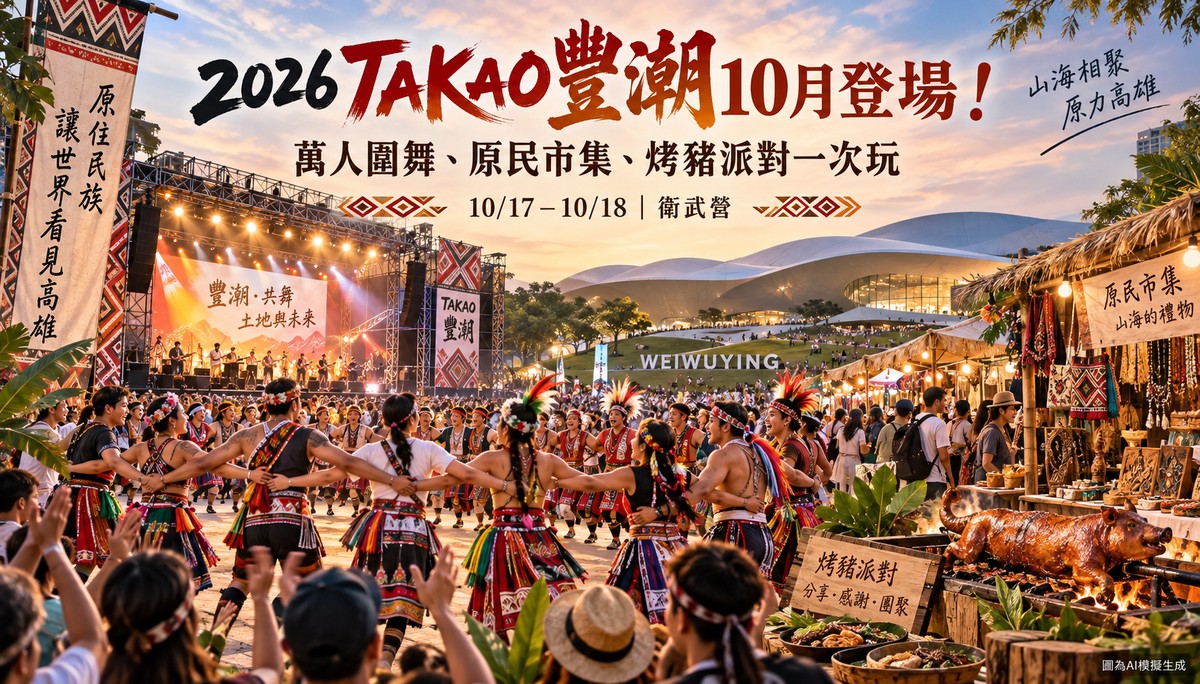 南台灣原民盛事10月登場！「2026 TAKAO豐潮」萬人圍舞、市集、烤豬派對一次玩