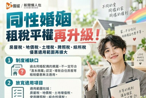 同性婚姻租稅平權再升級！財政部放寬親屬認定 房屋稅、地價稅、土增稅皆適用