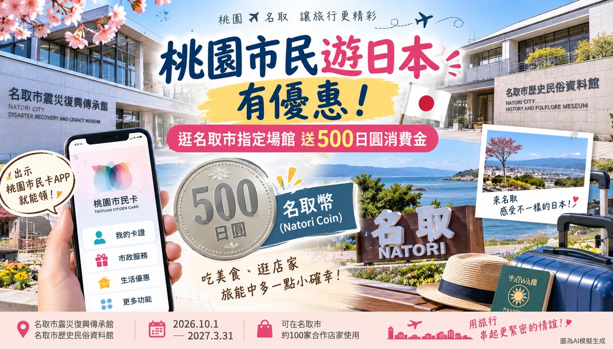 桃園市民遊日本再多一個小確幸！到名取市送500日圓　10月起上路