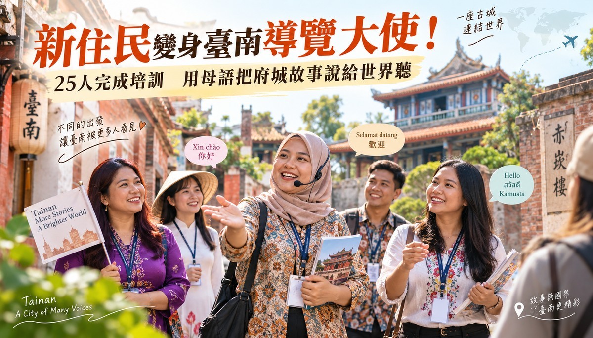 新住民變身臺南導覽大使！25人完成培訓　用母語把府城故事說給世界聽